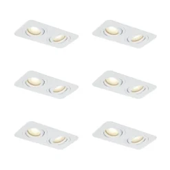 Set mit 6 runden Einbaustrahlern weiß GU10 50mm dreh- und schwenkbar IP44 2-flammig - Alberto