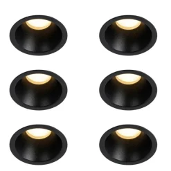 Set mit 6 schwarzen Einbauleuchten GU10 35 mm IP44 - Dept