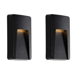 Set mit 2 schwarzen rechteckigen Außenwandleuchten inkl. LED IP65 - Gem