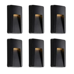 Set mit 6 schwarzen rechteckigen Außenwandleuchten inkl. LED IP65 - Gem