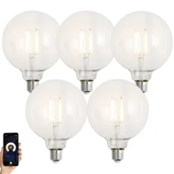 Set mit 5 Smart E27 Dimmbare LED-Glühbirnen G125 Klar 7W 806lm 2700-6500K