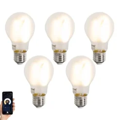Set mit 5 Smart E27 Dimmbare LED-Glühbirnen A60 Matt 7W 806lm 2700-6500K