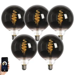 Set mit 5 Smart E27 LED-Glühbirnen G125 Schwarz 4W 60lm 1800-3000K