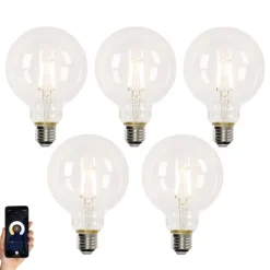 Set mit 5 Smart E27 LED-Glühbirnen G95 4,5W 470lm 2700-6500K
