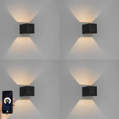 Set mit 4 Smart Wandlampen schwarz 8 cm inkl. Wifi G9 - Transfer