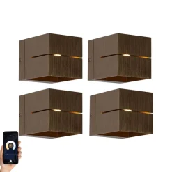 Set mit 4 Smart Wandleuchten Dunkelbronze 9,7 cm Inkl. WiFi G9 - Transfer Groove