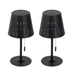 Set mit 2 Tischleuchten schwarz inkl. LED 3-stufig dimmbar wiederaufladbar und solarbetrieben - Ferre
