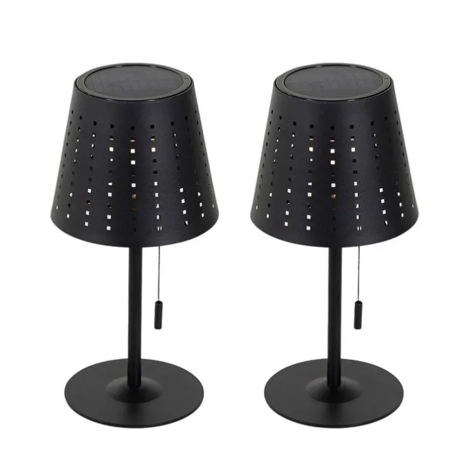 Set mit 2 Tischleuchten schwarz inkl. LED 3-stufig dimmbar wiederaufladbar und solarbetrieben - Ferre