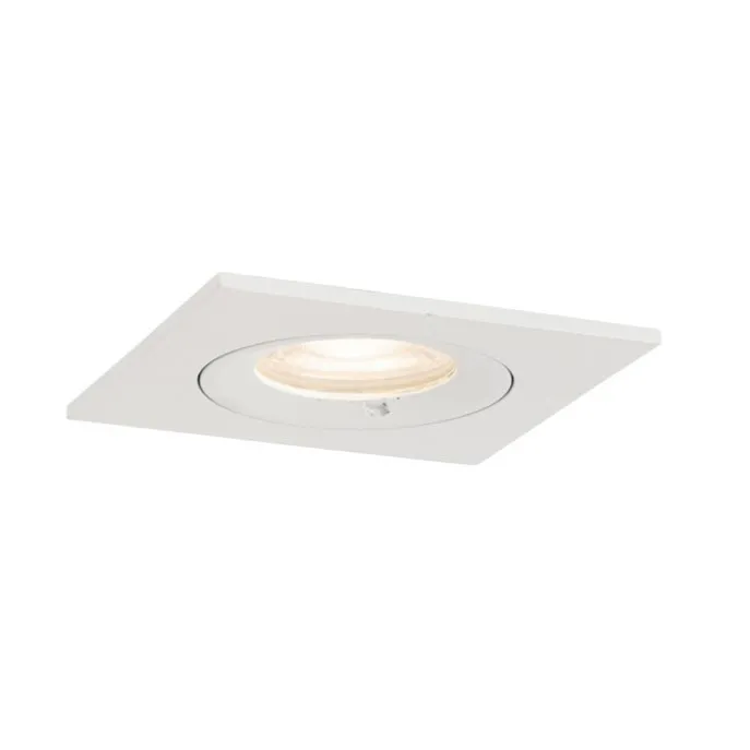 Set mit 12 weißen quadratischen GU10 Einbaustrahlern 50 mm IP44 - Xena