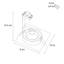 Set mit 12 weißen quadratischen GU10 Einbaustrahlern 50 mm IP44 - Xena
