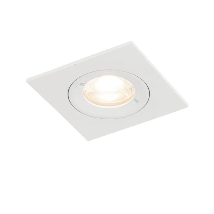 Set mit 12 weißen quadratischen GU10 Einbaustrahlern 50 mm IP44 - Xena