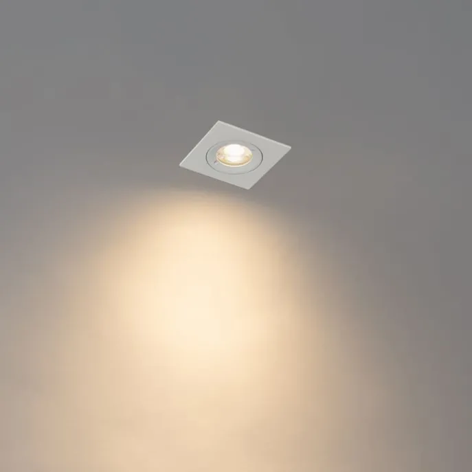 Set mit 12 weißen quadratischen GU10 Einbaustrahlern 50 mm IP44 - Xena