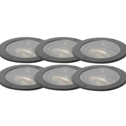 Set van 6 dimbare buiten grondspots zwart IP65 incl LED - Delux Honey