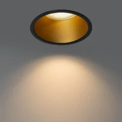 Set van 6 moderne inbouwspots zwart met goud GU10 70mm IP44 - Dept