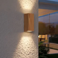 Skandinavische Wandleuchte Holz 2-flammig GU10 70mm IP54 - Baleno