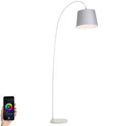 Smart Bogenlampe Stahl Stoffschirm grau inkl. WiFi A60 - Bend