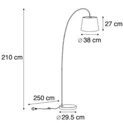 Smart Bogenlampe Stahl Stoffschirm grau inkl. WiFi A60 - Bend