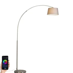 Smart Bogenlampe Stahlschirm grau inkl. WiFi A60 - Arc Basic