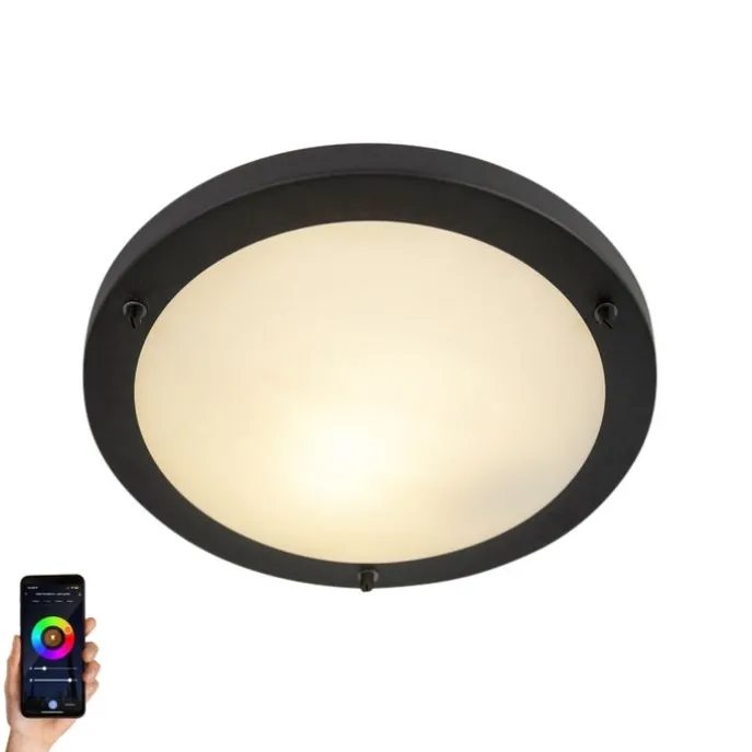 Smart Deckenleuchte schwarz inkl. WiFi A60 IP44 - Yuma 31