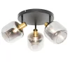 Smart Deckenstrahler Schwarz mit Gold und Rauchglas inkl. 3 Wifi P45 - Zuzanna