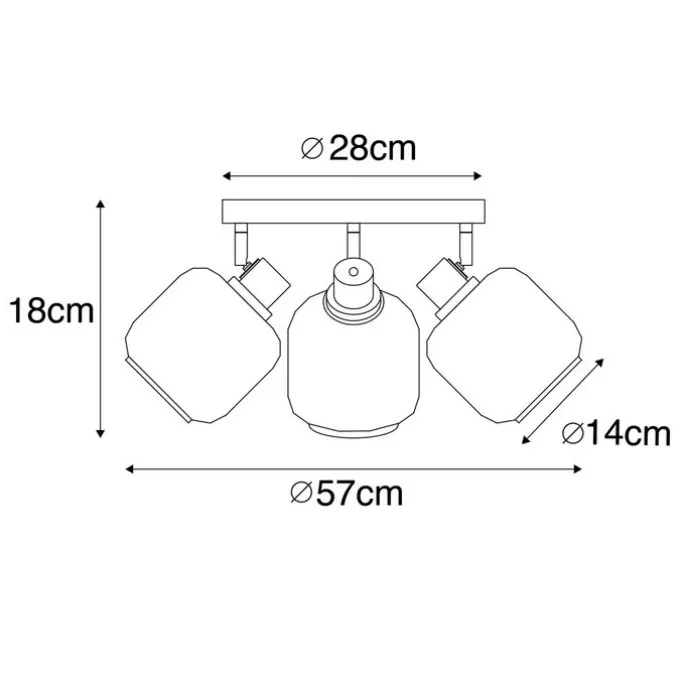 Smart Deckenstrahler Schwarz mit Gold und Rauchglas inkl. 3 Wifi P45 - Zuzanna