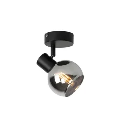 Smart Deckenstrahler schwarz mit Rauchglas inkl. Wifi P45 - Vidro