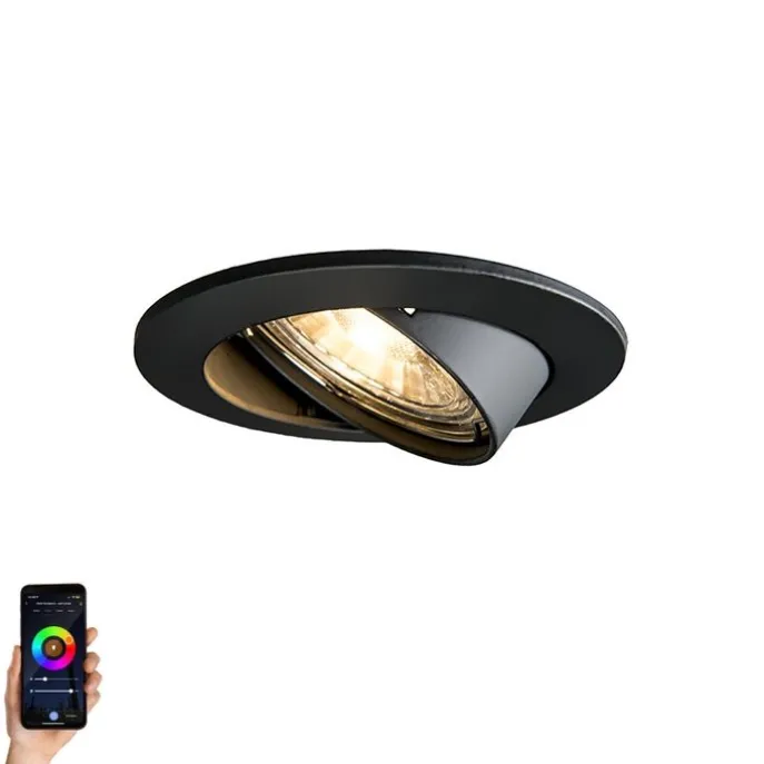 Smart Einbau Spot schwarz kippbar inkl. Wifi GU10 - Edu