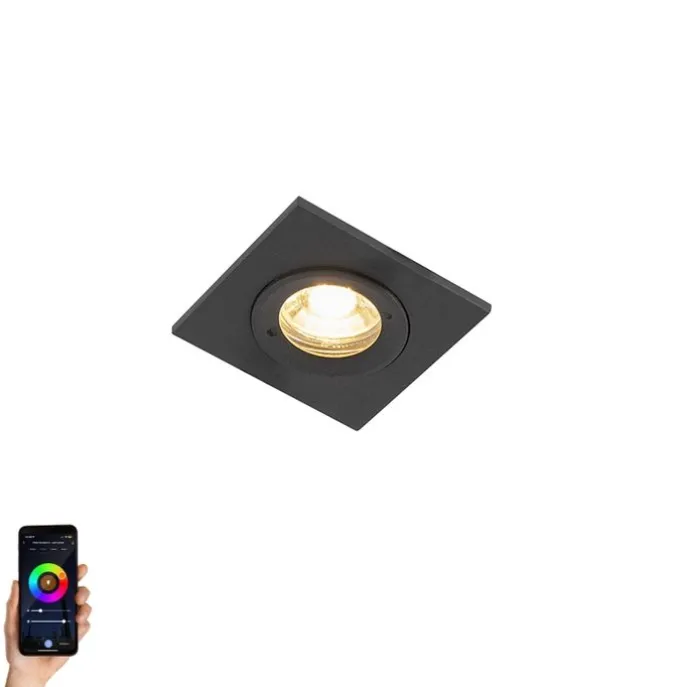 Smart Einbau Spot Schwarzes Quadrat IP44 inkl. Wifi GU10 - Xena