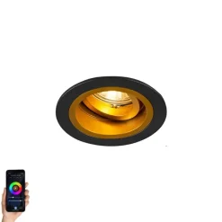 Smart Einbauspot schwarz mit gold neigbar inkl. Wifi GU10 - Chuck