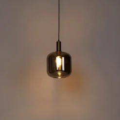 Smart Pendelleuchte Schwarz mit Gold und Rauchglas inkl. Wifi A60 - Zuzanna