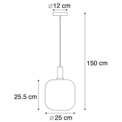 Smart Pendelleuchte Schwarz mit Gold und Rauchglas inkl. Wifi A60 - Zuzanna