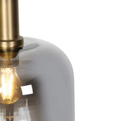 Smart Pendelleuchte Schwarz mit Gold und Rauchglas inkl. Wifi A60 - Zuzanna