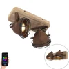 Smart Spot Rostbraun mit Holz inkl. 2 WiFi GU10 - Gina