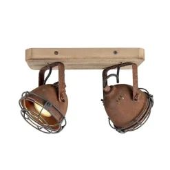 Smart Spot Rostbraun mit Holz inkl. 2 WiFi GU10 - Gina