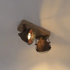 Smart Spot Rostbraun mit Holz inkl. 2 WiFi GU10 - Gina