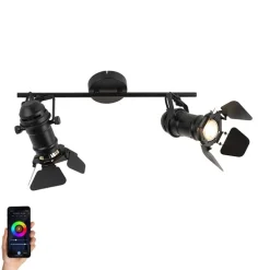 Smart Spot schwarz inkl. WiFi GU10 2-Lichter mit Klappen - Film