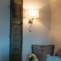 Smart Wandleuchte Stahl mit Schirm cremeweiß inkl. Wifi P45 - Bergamo