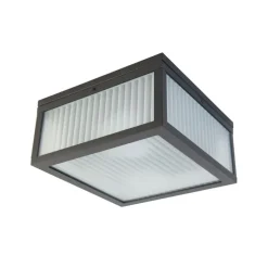 Smarte Außendeckenleuchte schwarz mit geripptem Glas inkl. WLAN A60 - Charlois