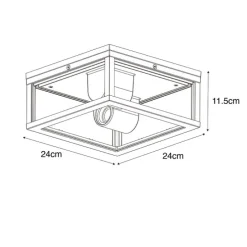 Smarte Außendeckenleuchte schwarz mit geripptem Glas inkl. WLAN A60 - Charlois