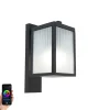 Smarte Außenwandlaterne schwarz mit geripptem Glas inkl. WLAN A60 - Charlois
