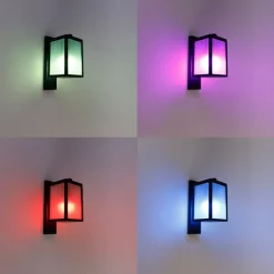 Smarte Außenwandlaterne schwarz mit geripptem Glas inkl. WLAN A60 - Charlois