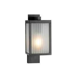 Smarte Außenwandlaterne schwarz mit geripptem Glas inkl. WLAN A60 - Charlois