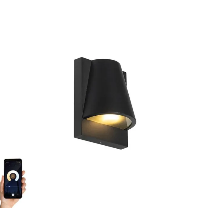Smarte Außenwandleuchte schwarz IP44 inkl. WiFi GU10 - Femke