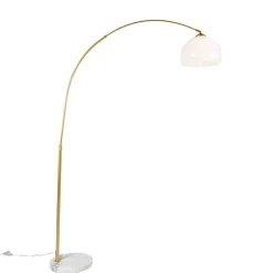 Smarte Bogenlampe aus Messing mit weißem Schirm inkl. WLAN A60 - Arc Basic