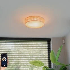 Smarte Deckenleuchte Rattan 40 cm 3-flammig inkl. 3 Wifi P45 - Tromma