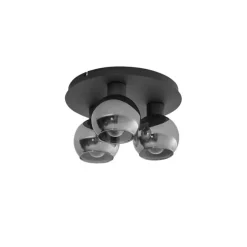 Smarte Deckenleuchte Schwarz mit Rauchglas 3-flammig inkl. WiFi A60 - Vidro