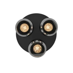 Smarte Deckenleuchte Schwarz mit Rauchglas 3-flammig inkl. WiFi A60 - Vidro