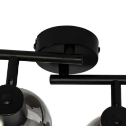 Smarte Deckenleuchte schwarz mit Rauchglas inkl. 4 WiFi P45 - Vidro