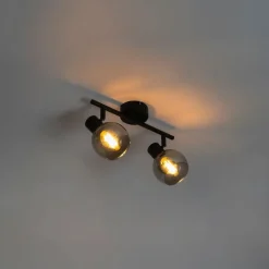Smarte Deckenleuchte schwarz mit Rauchglas inkl. 2 WiFi P45 - Vidro