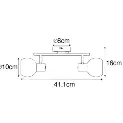 Smarte Deckenleuchte schwarz mit Rauchglas inkl. 2 WiFi P45 - Vidro